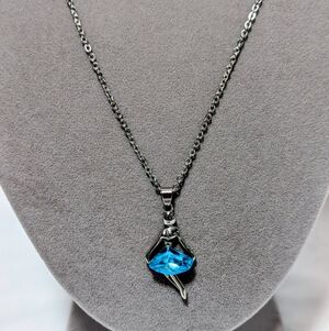 Vintage Ballerina Pendant Necklace — Stainless Steel with Blue Crystal